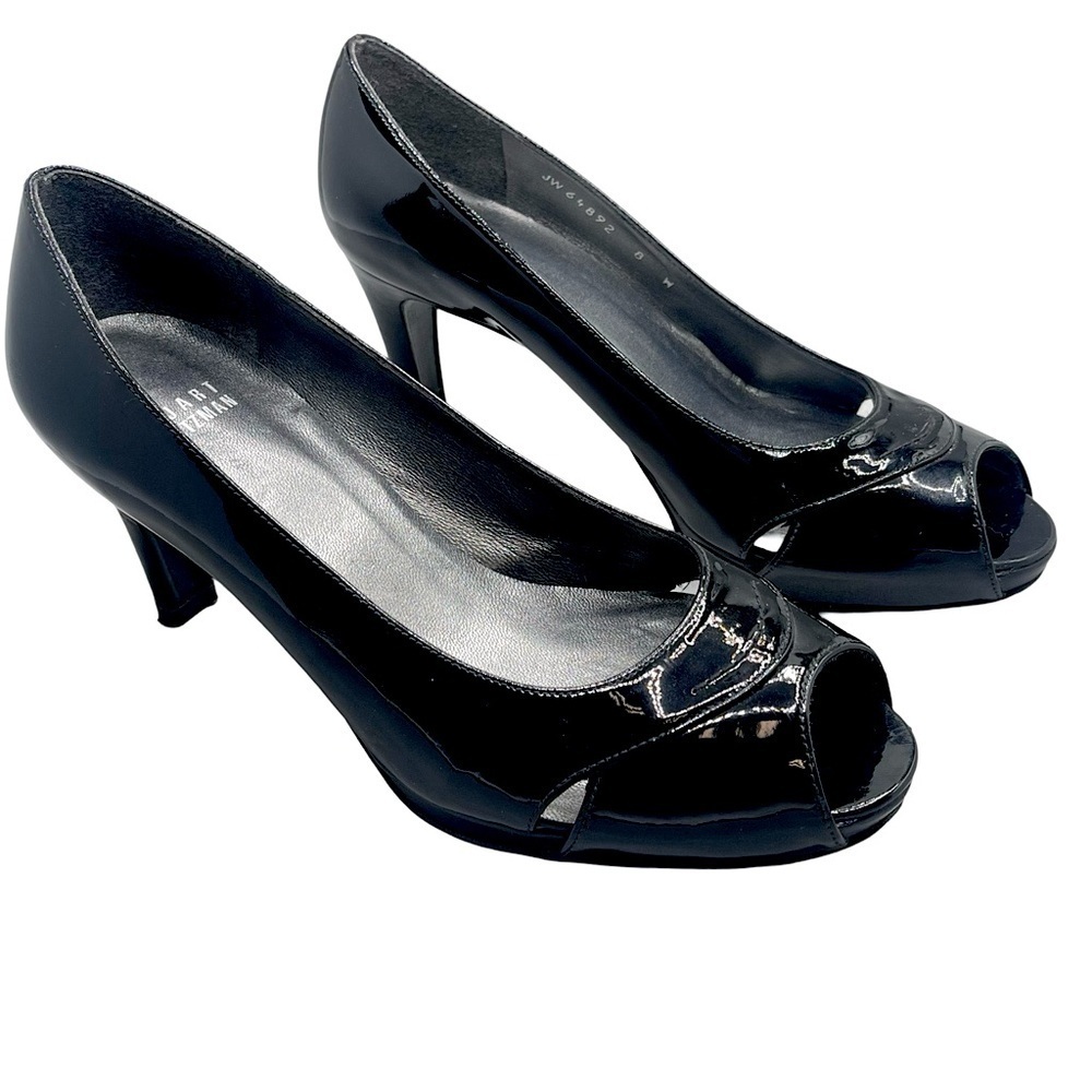 Stuart Weitzman Annabelle Black Patent Leather Pumps Size 8